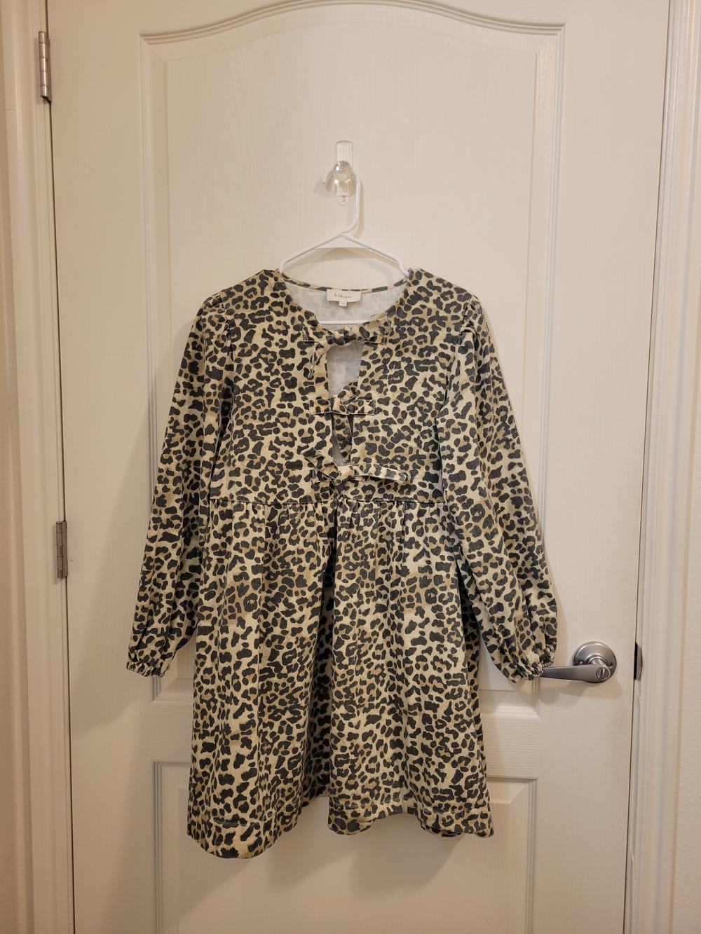 bohme Cream and Black Leopard Print Casual Dress